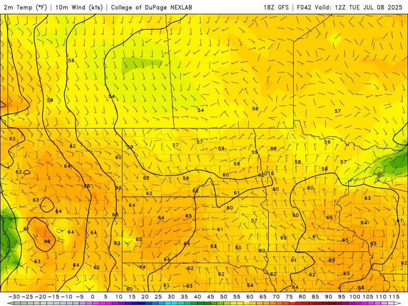 Temperatures Tuesday through Friday
