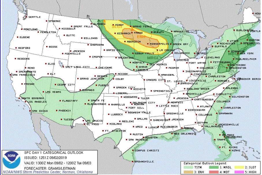 Severe storm risk for Monday and Monday night