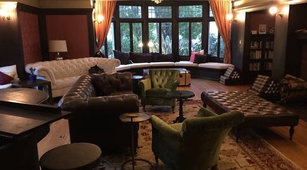 The living room at Euclid Manor, an Open Door co-living location. 