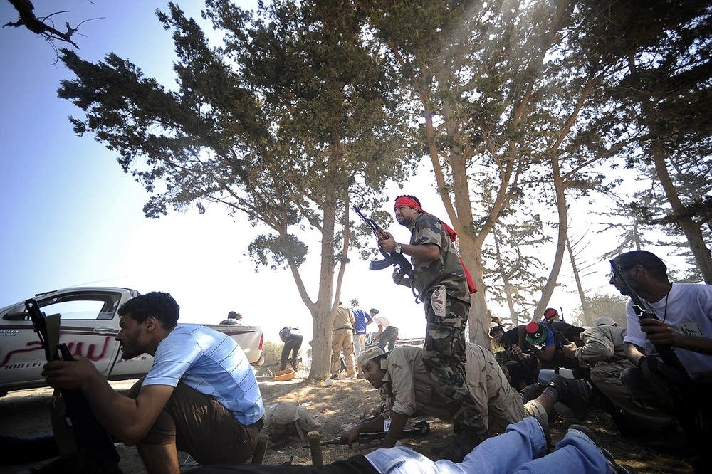 Libyan rebels outside Tripoli