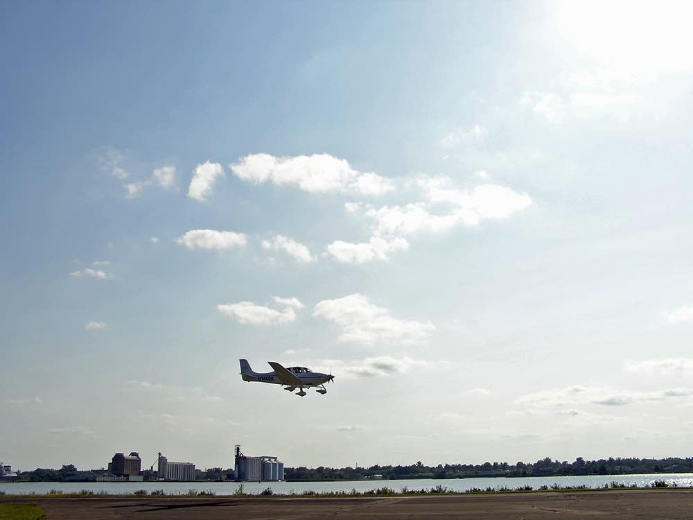 A small plane lands