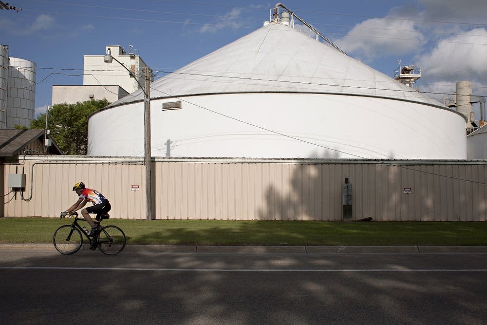 Biking past the processing plant