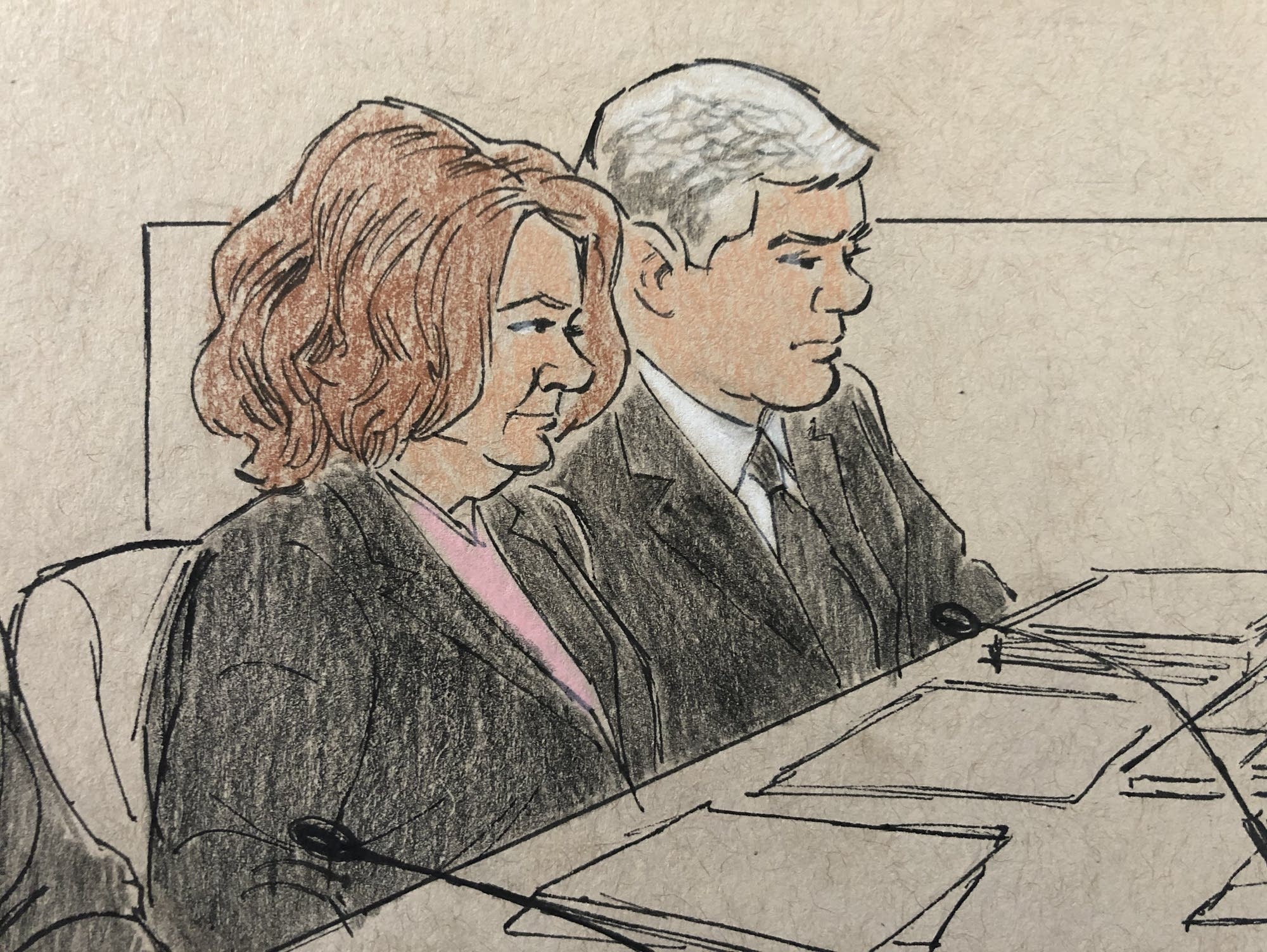 This sketch shows prosecuting attorneys during ex-cop Noor's trial.