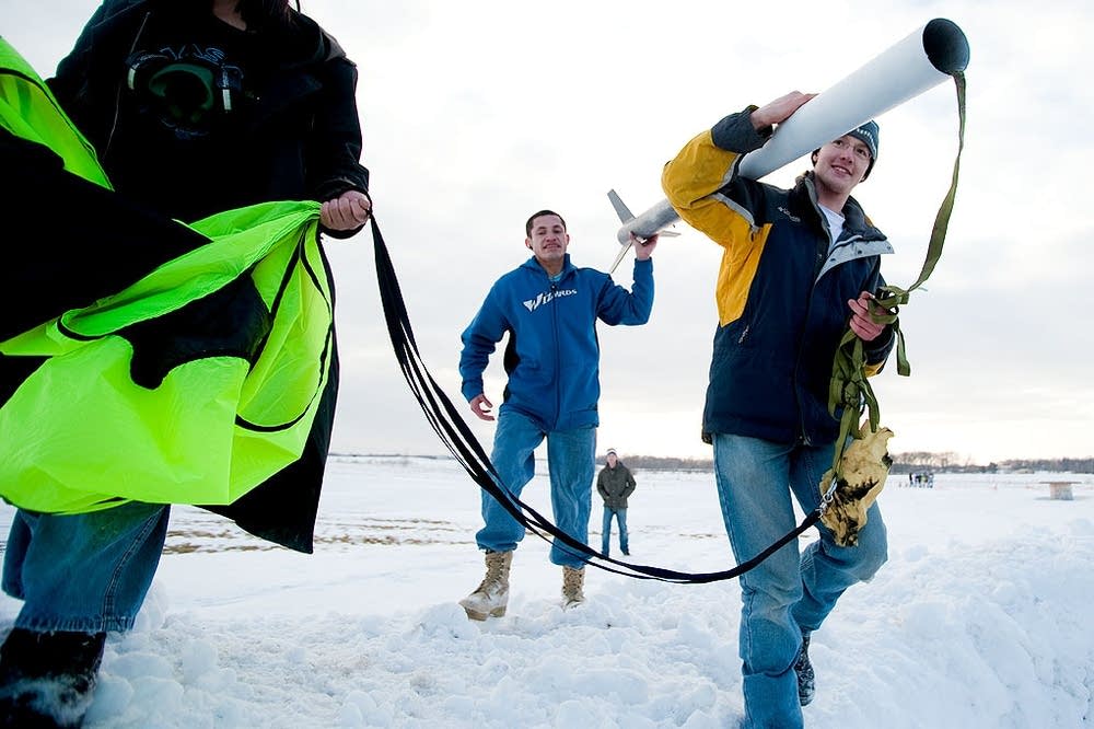 Collecting parachute and rocket