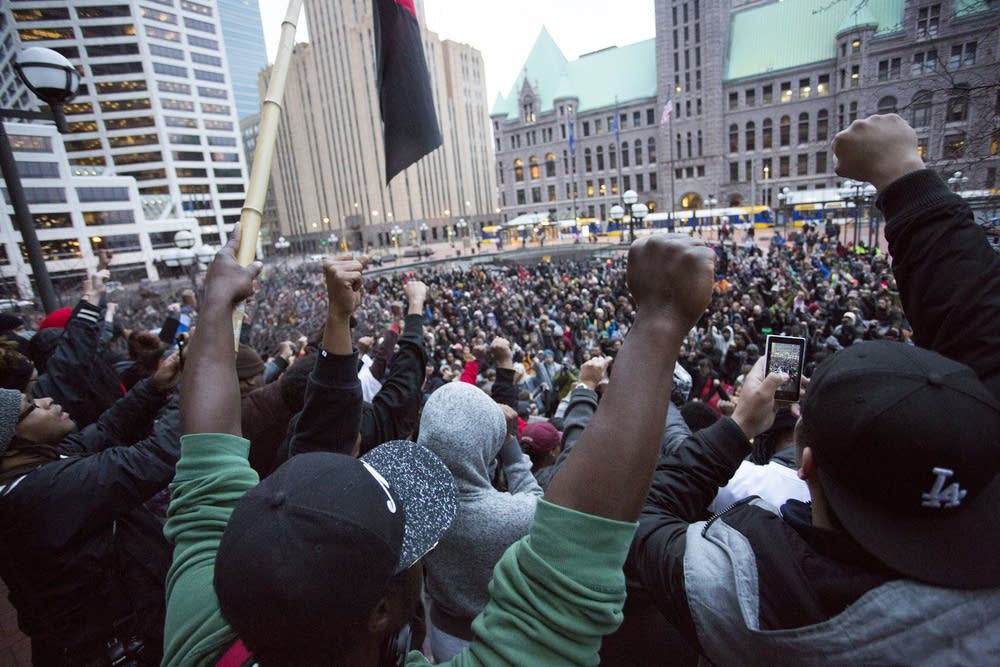 Protesters gather in downtown Minneapolis