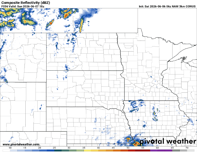 Forecast precipitation Sunday 1 p.m. to Monday 1 p.m. 