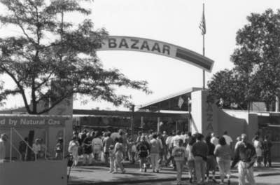 The Bazaar black and white sign