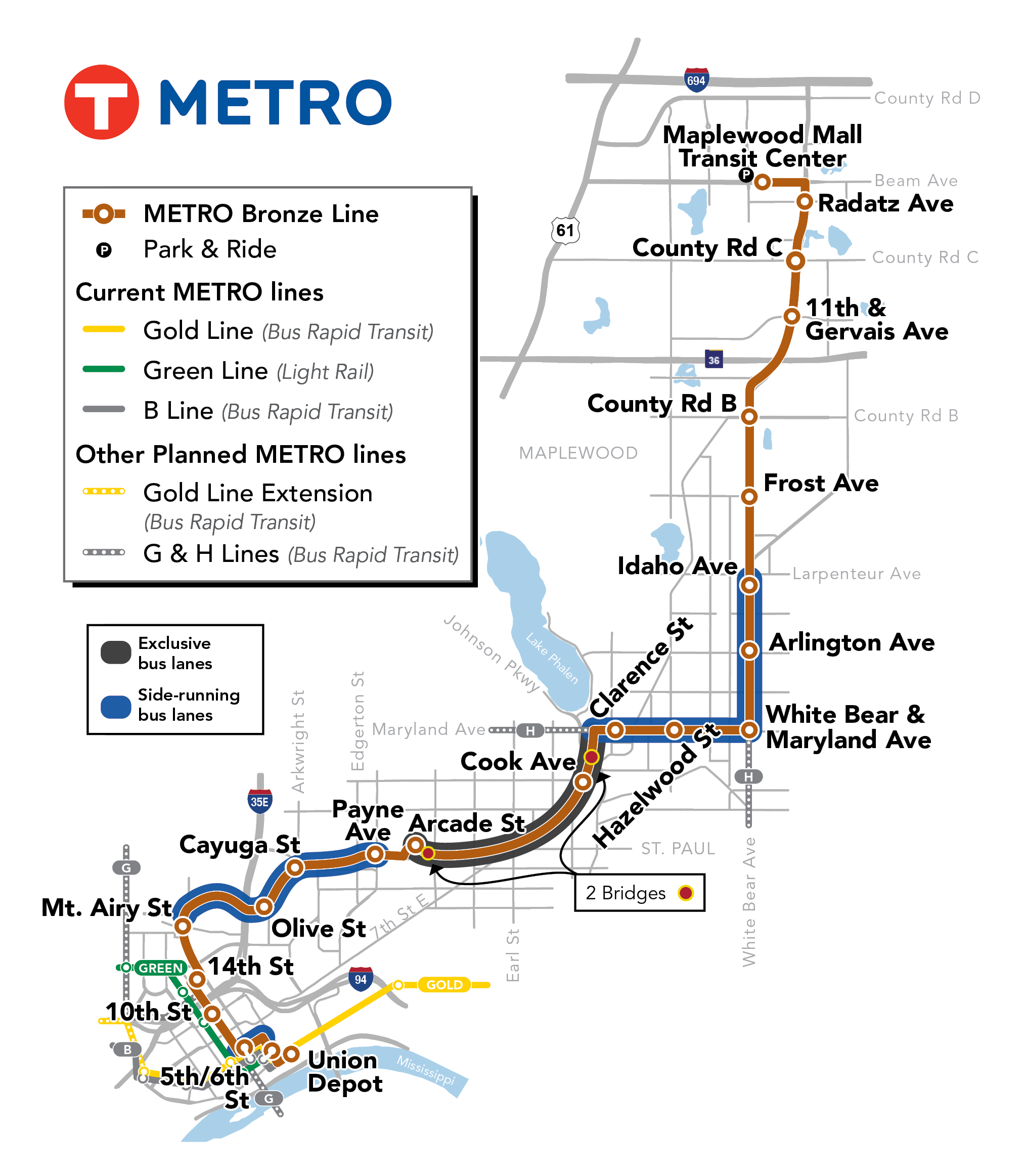 Bronze Line rapid transit bus line Twin Cities east metro