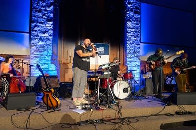 Band performing on stage