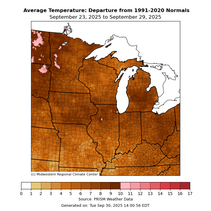 Temperature departure from normal 2