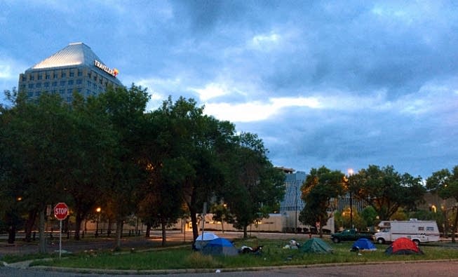 Tents in downtown St. Paul