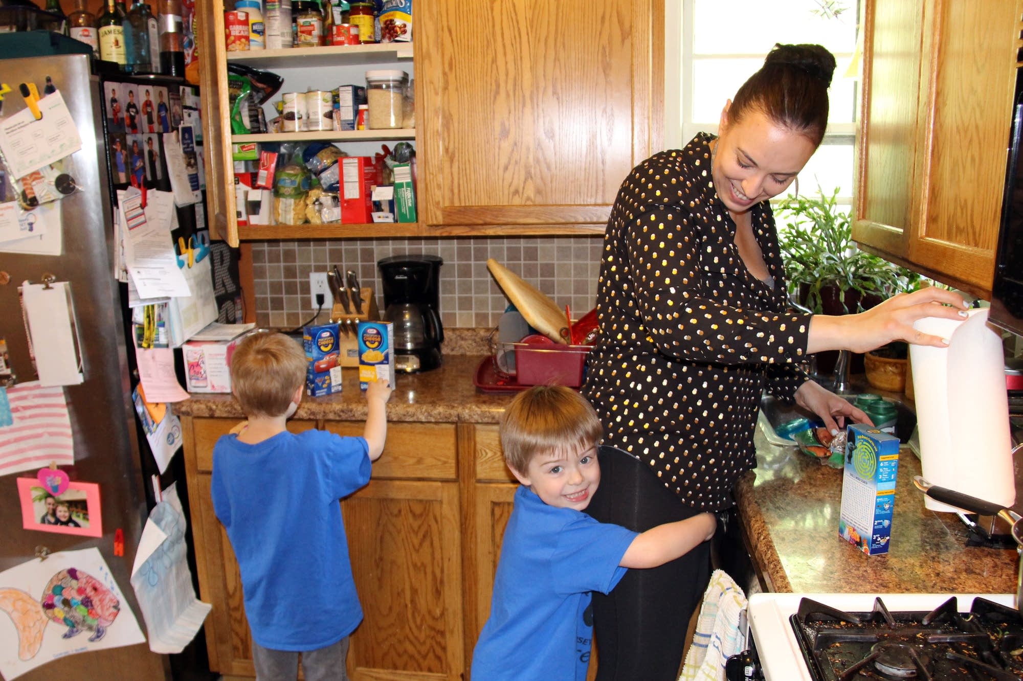 Ruth DeFoster, 32, and her four-year-old twins Dominic and Anthony
