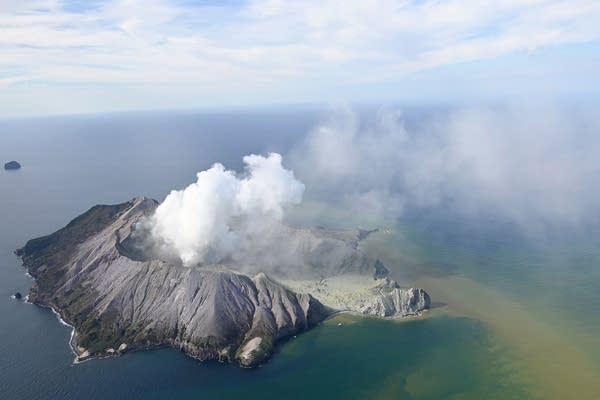 White Island after its volcanic eruption in New Zealand.