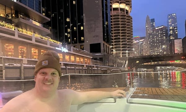 man in hot tub