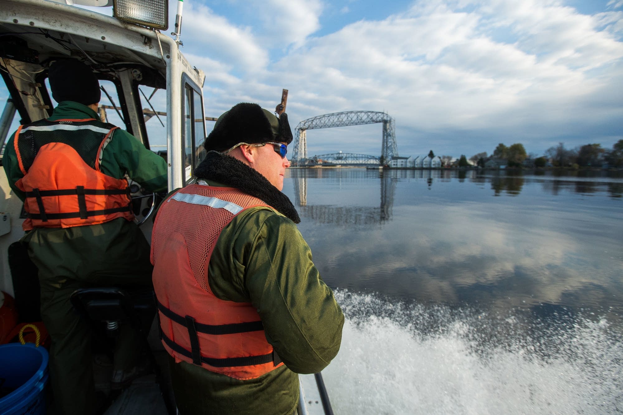 Cory Goldsworthy, right, the area fisheries supervisor for the DNR