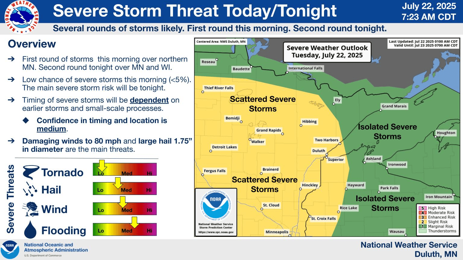 Severe weather risk areas