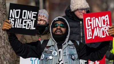 A protester shouts during a rally
