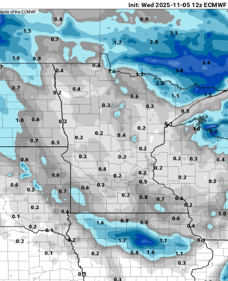 European ECMWF model snowfall output