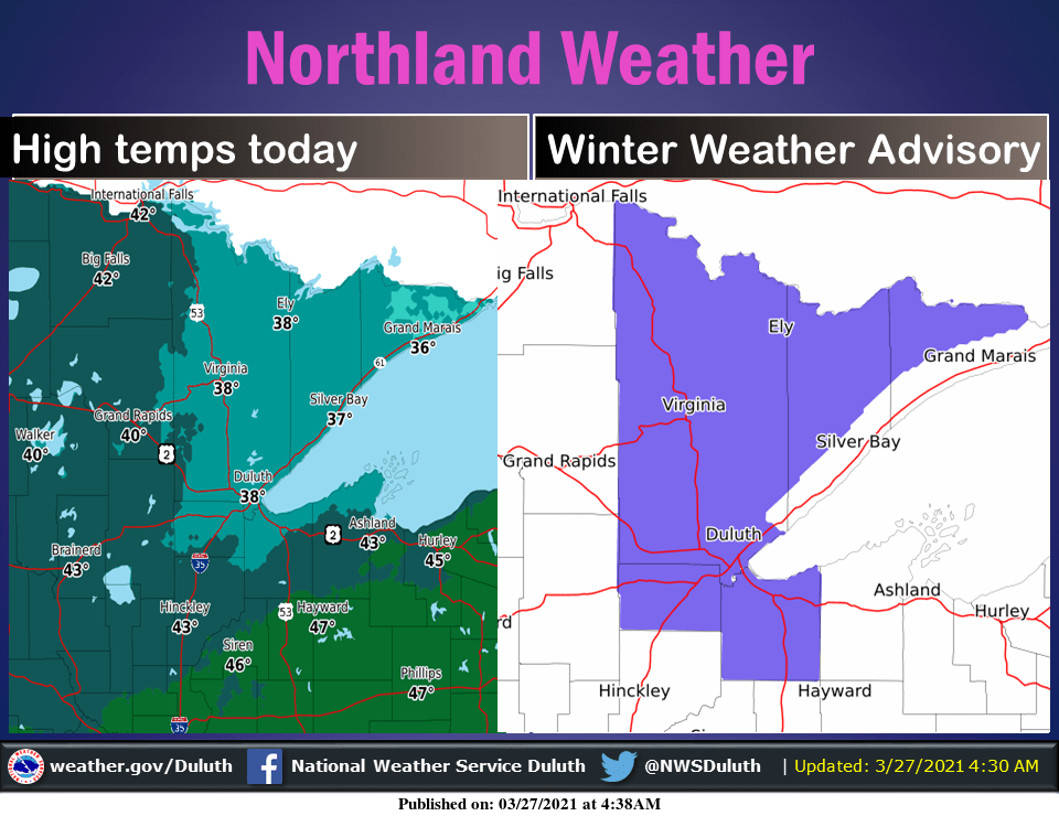 Saturday showers, wintry mix in northeastern Minn.; plenty of Sunday sunshine