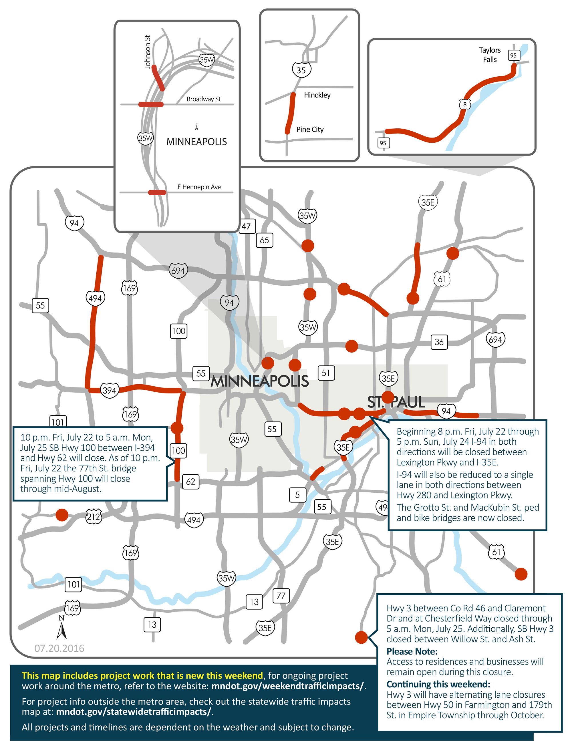 This weekend's traffic closures