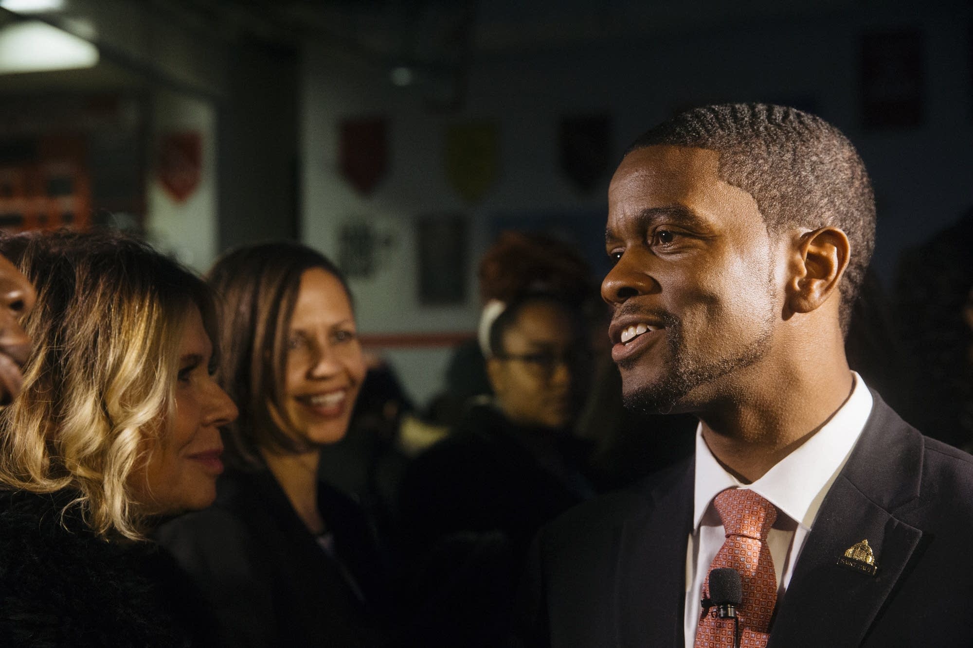 St. Paul Mayor Melvin Carter speaks with supporters
