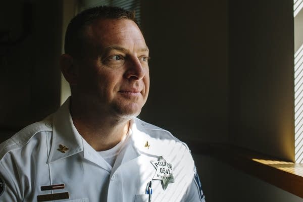 Minneapolis Police Lt. Aaron Biard sits for a portrait.