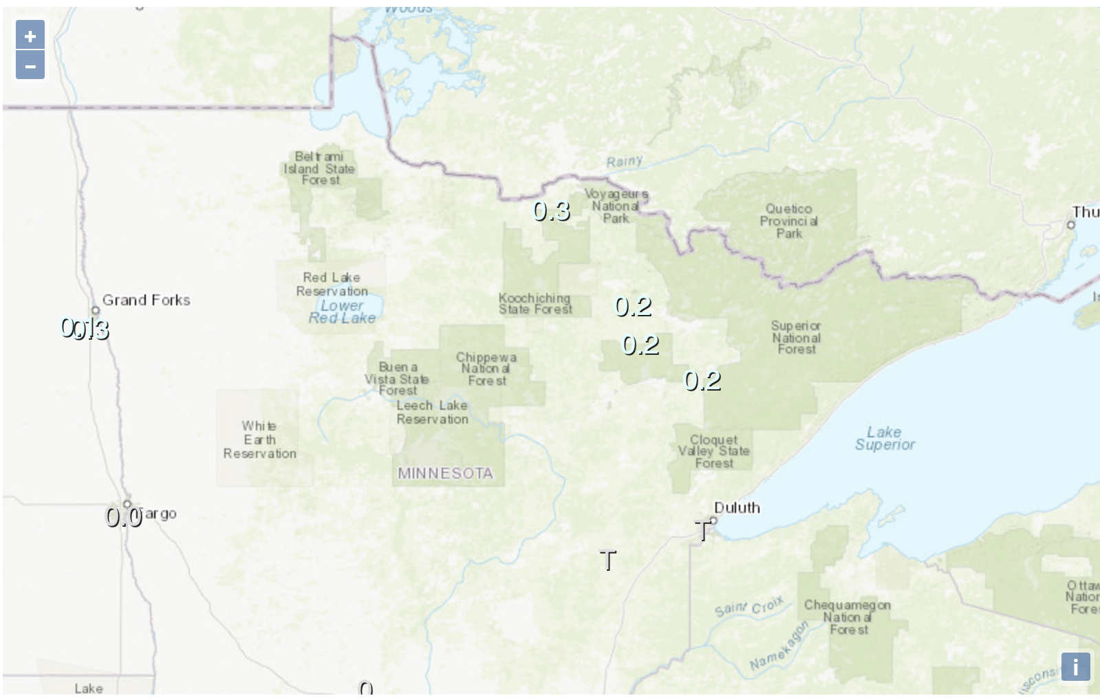 snow totals thru 7am