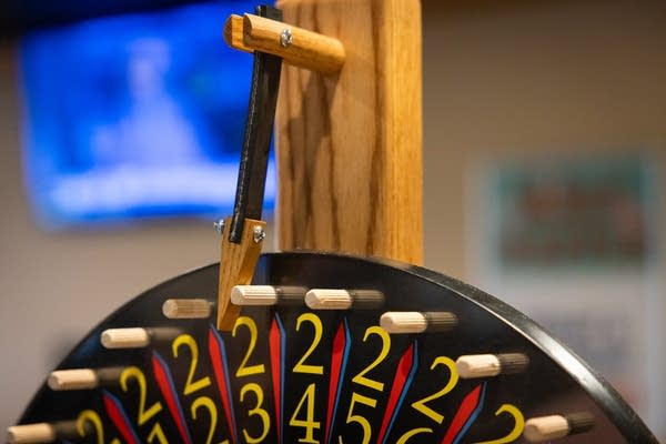 A close-up of a prize wheel