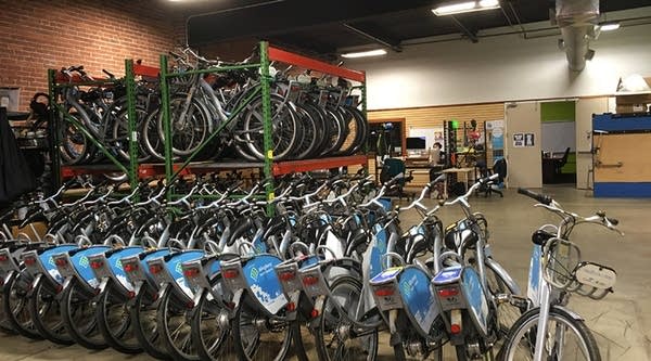Bikes at The Healthy Ride office in Pittsburgh, PA.  
