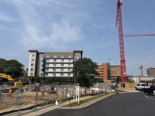 Constrution of transit line in downtown Rochester
