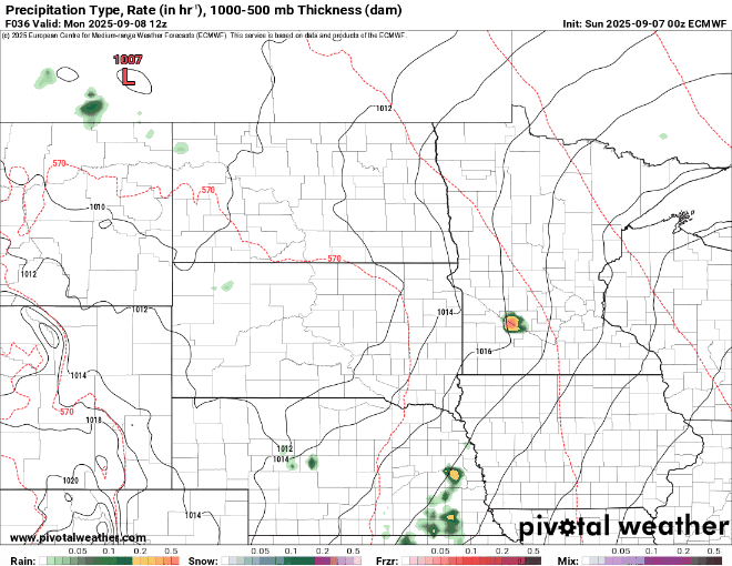 Forecast precipitation Monday 7 a.m. to Tuesday 7 a.m. 