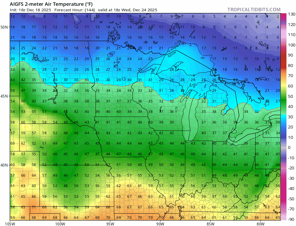 NOAA AIGFS temperature output