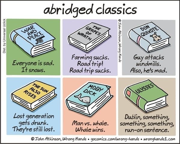 Squeezing classic literature into one cartoon