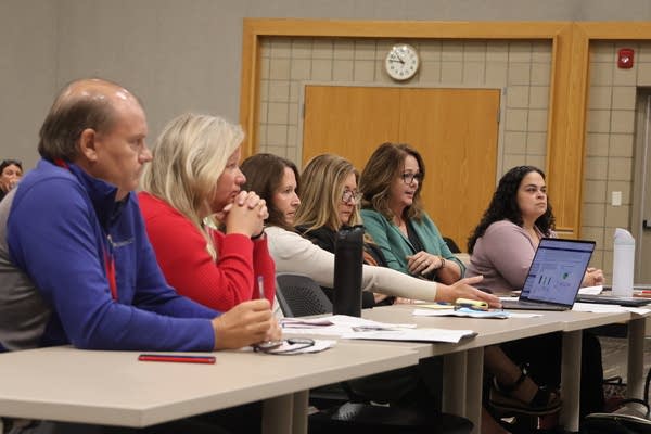 Detroit Lakes school administrators at a board meeting