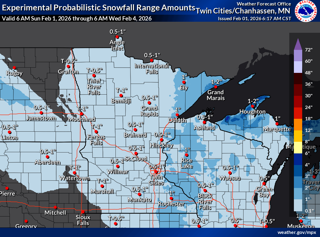 Snow continues Sunday, temperatures warm up through the week