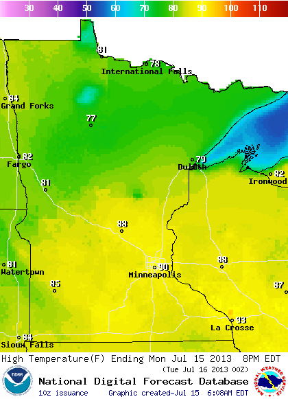Highs for Monday