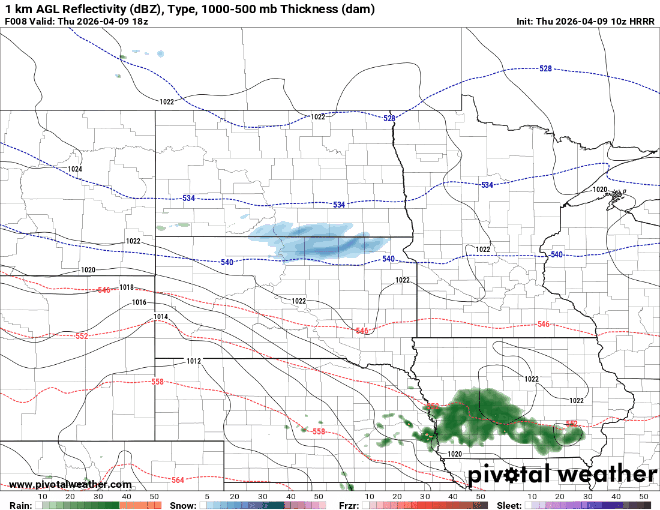 Forecast precipitation Thursday 1 p.m. to 11 p.m.