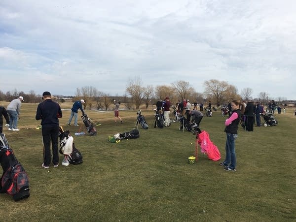 The driving range at Oak Marsh Golf Course in Oakdale, Minn.