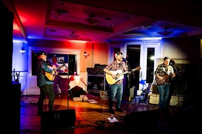 A band performing onstage