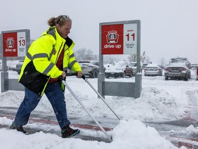 A person snow shoveling