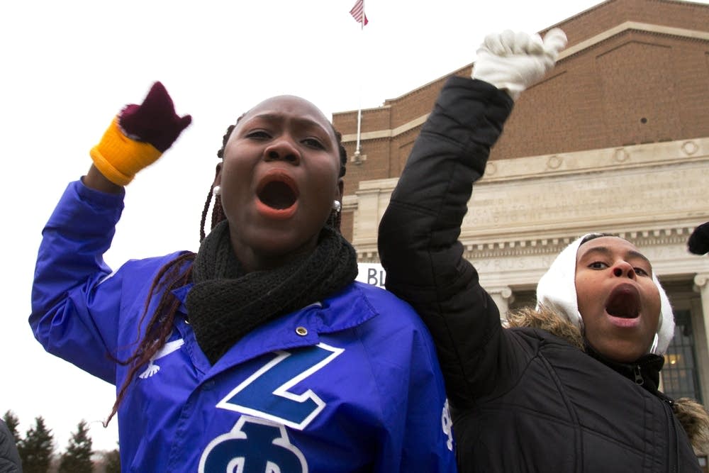 Protesters asking for justice at Northrop