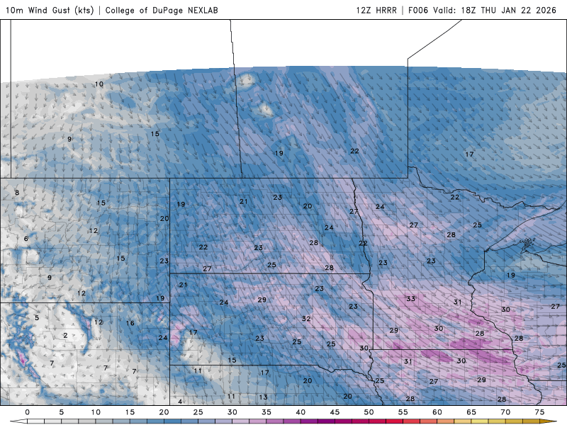 Wind speed and direction Thursday 12 p.m. to Friday 12 p.m.