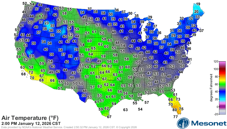 Temperatures Monday