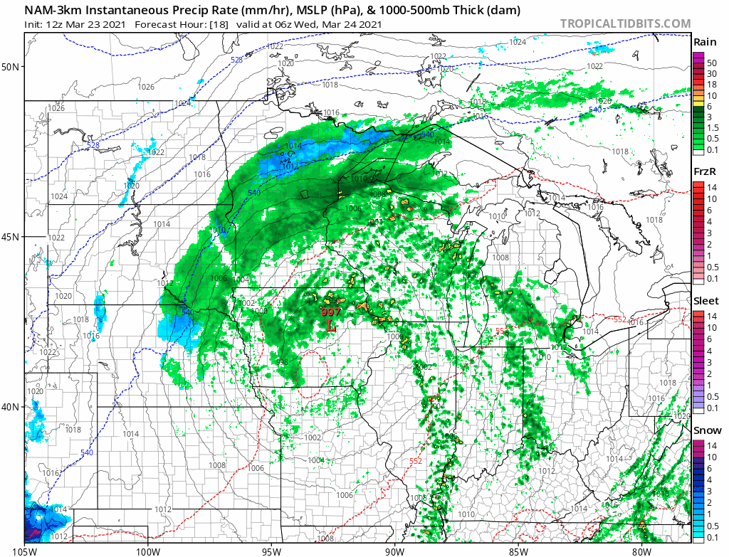 NOAA NAM 3 km model Tuesday night