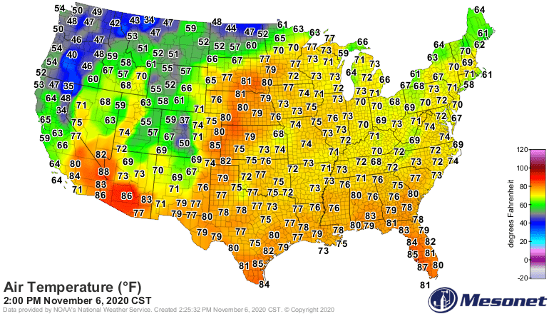 Temperatures Friday afternoon