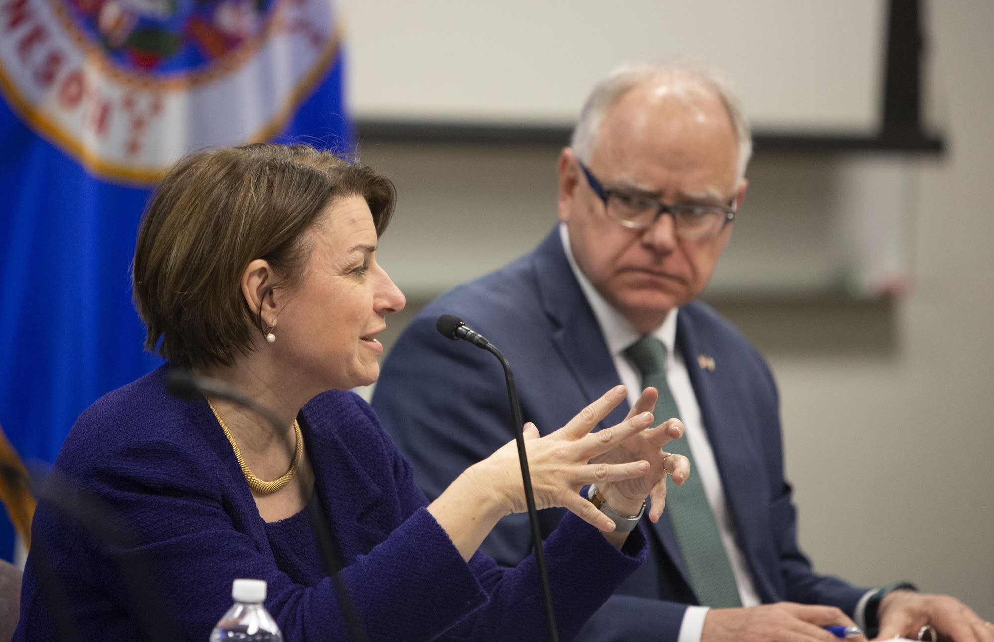 U.S. Sen. Amy Klobuchar and Gov. Tim Walz receive updates on flooding.