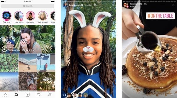 Handout images showing Instagram Stories and some of its key features.