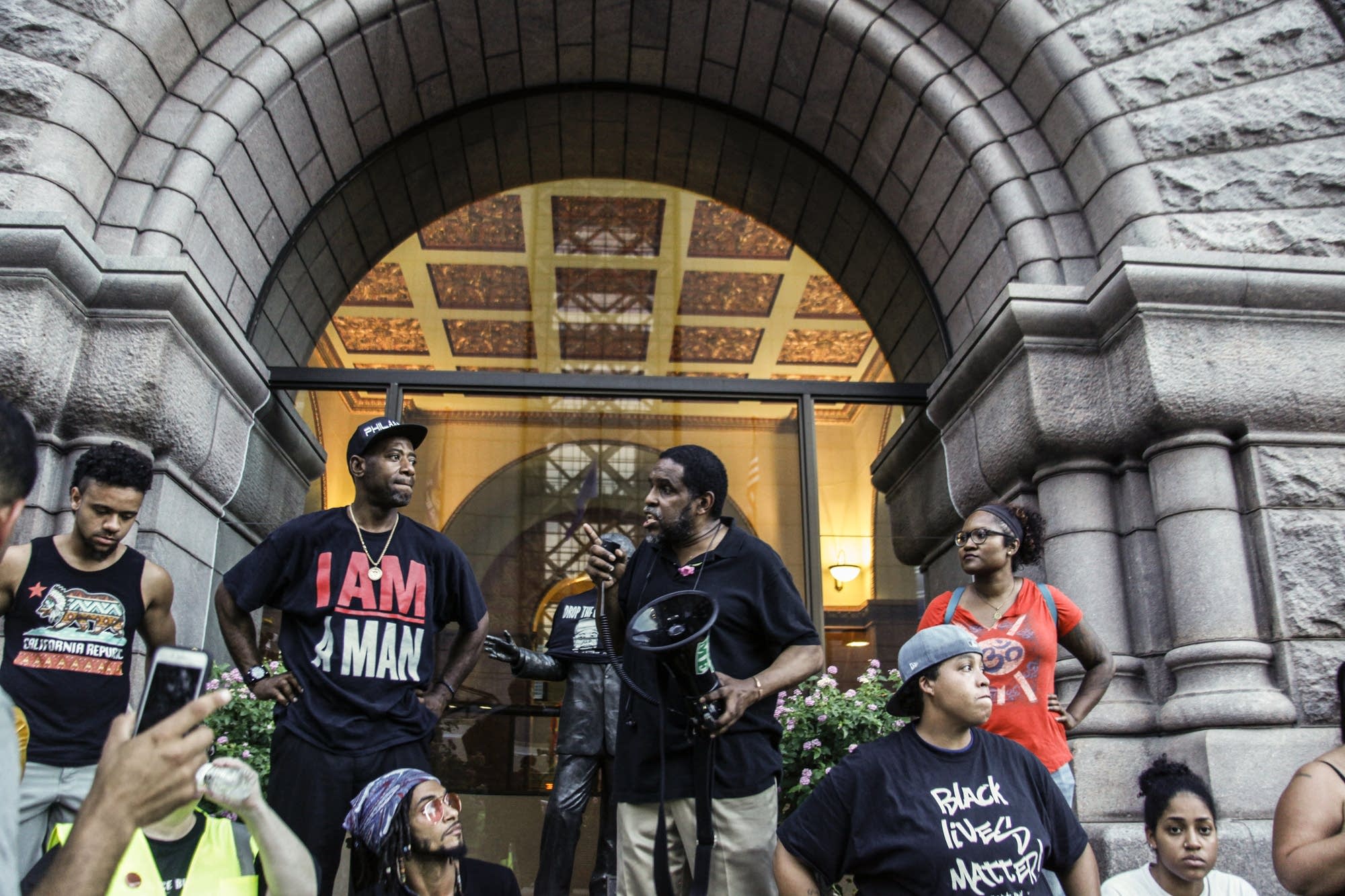 Protesters shut down Mayor Betsy Hodges' press conference.
