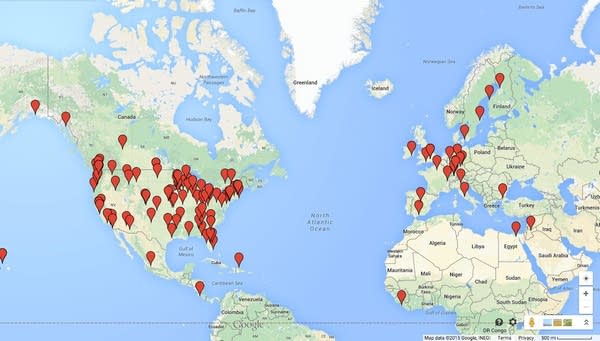 Mark Wheat's Global Shout-Out Map: Jan. 28, 2015