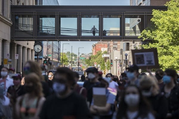 Protesters gather outside Minnesota Attorney General's office. 